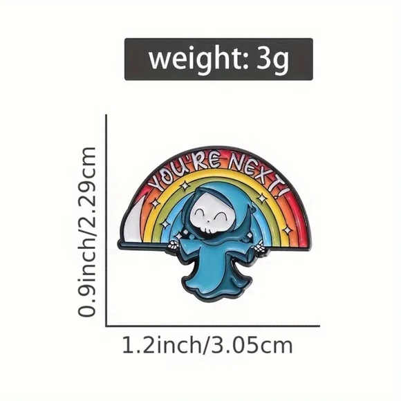 1.2 Inch Grim Reaper Enamel Pin - Picture 2 of 3